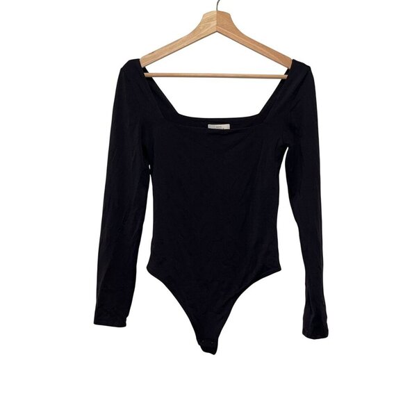 Babaton Contour Black Square Neck Long-Sleeve Bodysuit Women's Size M - Picture 2 of 9